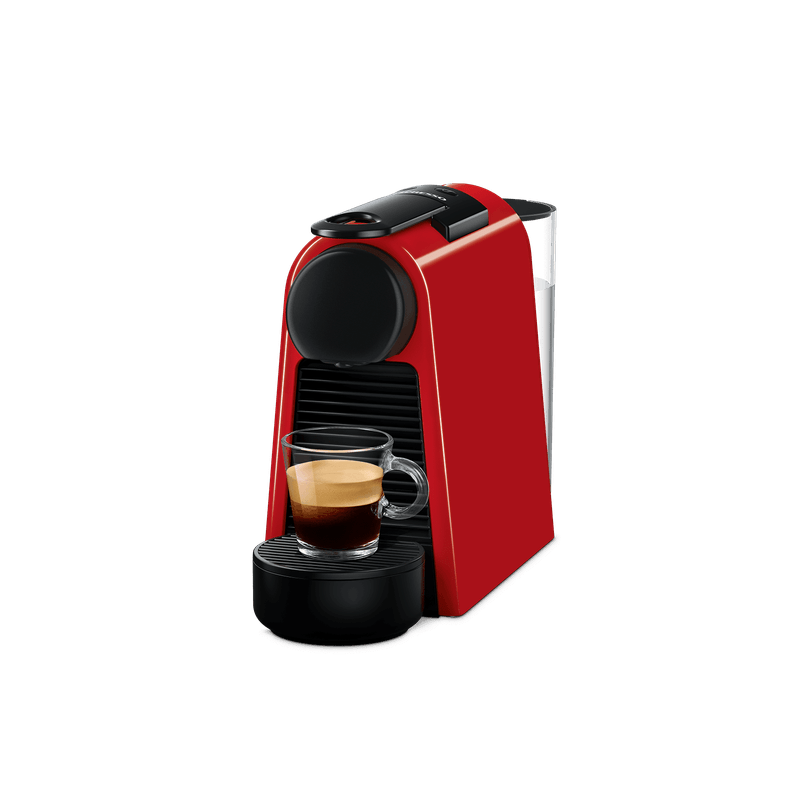 Maquina-de-cafe-para-capsulas-Nespresso-Essenza-Mini-en-un-vibrante-color-rojo